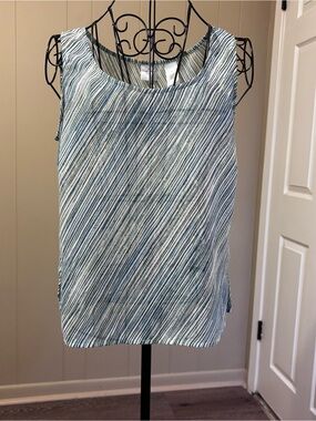 Emma James Blue & White Diagonal Stripe Sleeveless Camisole